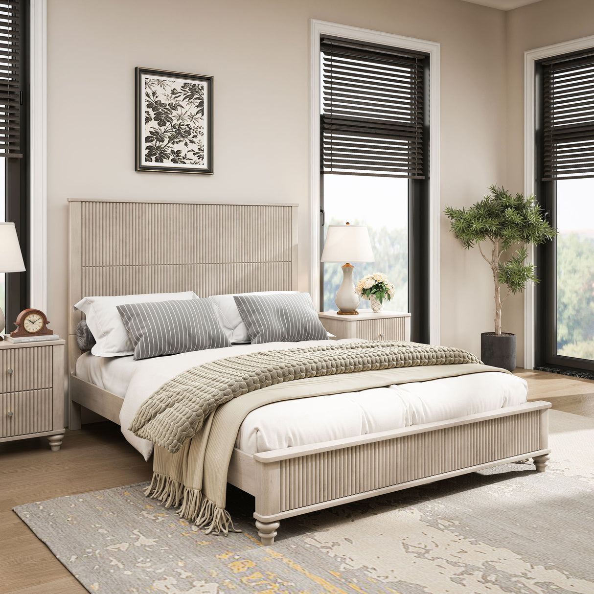 Platform Bed Frame & Tall Headboard