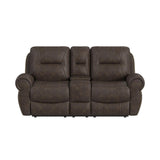 Topeka - Loveseat With Console, Hidden Cups - Rocky Brown