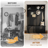 Hall Tree With 4 Drawers, Coat Rack With 6 Hooks