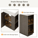 Bathroom Vanity With Sink, Freestanding Wood Grain Cabinet With Storage