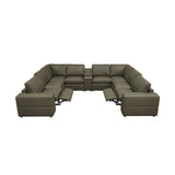 Upholstered Large Arms Sectional With Recliner Seats