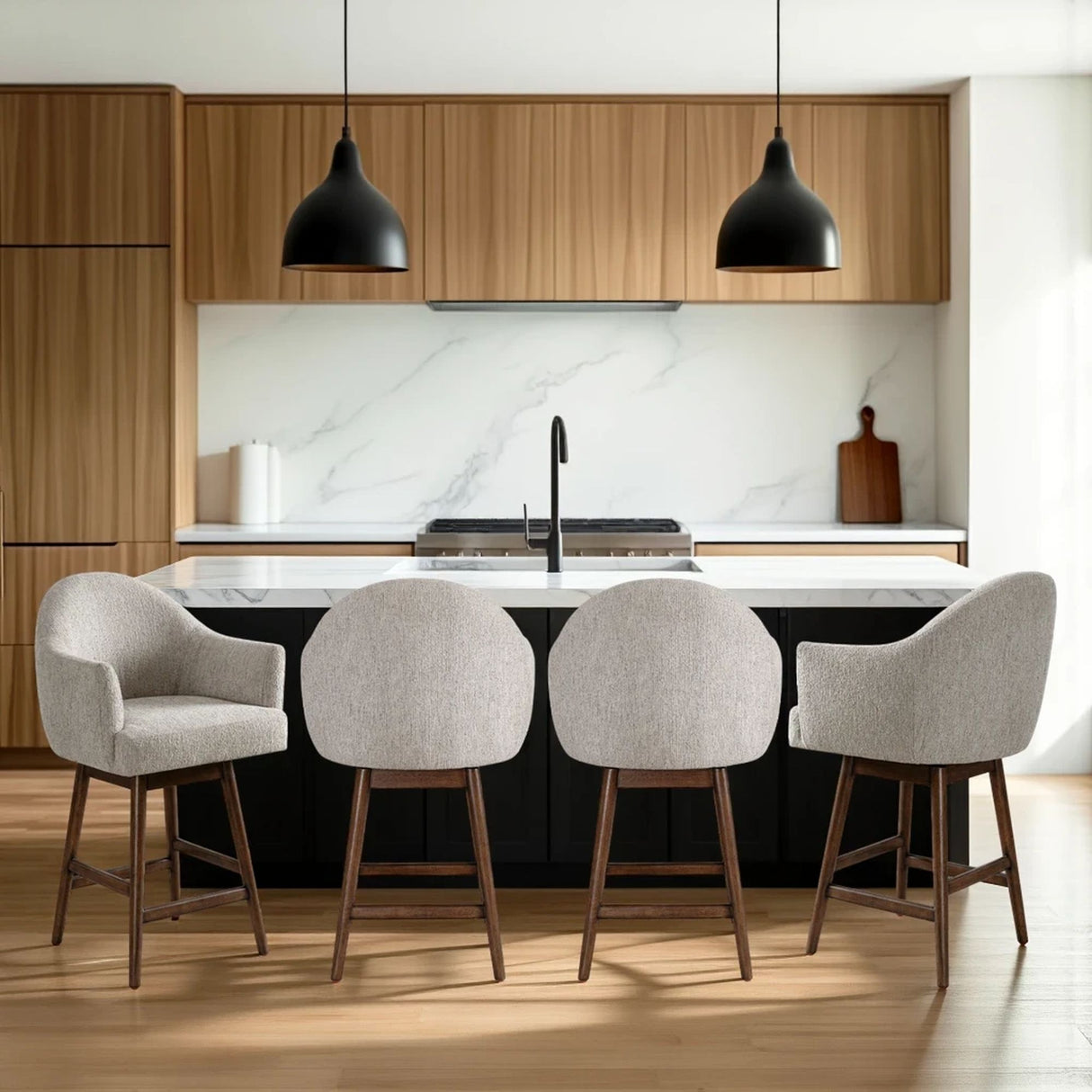 Jaxon - Brown Solid Wood Upholstered 26" Counter Height Swivel Barstool