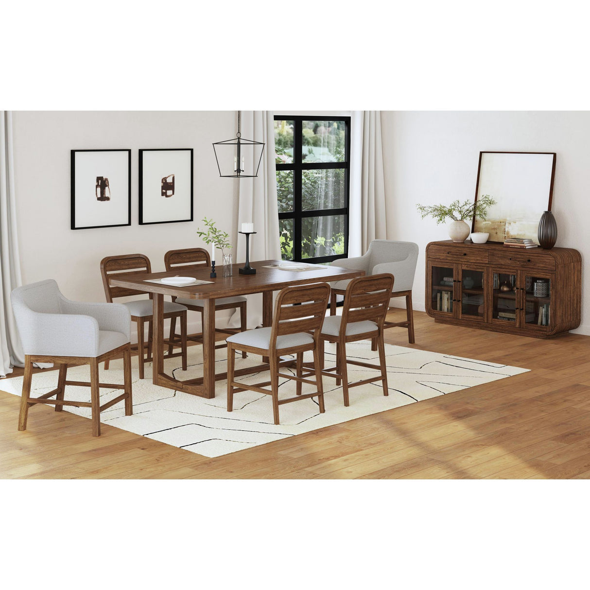 Glinda - Upholstered Fabric Counter Chair (Set of 2) - Brown / Light Gray