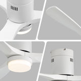 52" Low Profile Ceiling Fan With 6 Speed Remote, 3 Blades, Reversible DC Motor For Living Room - White