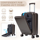Luggage Set With Cosmetic Case, Combination Lock, Front Opening Design