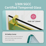 Frameless Sliding Shower Door With Soft- Close, 3 / 8" Tempered Glass