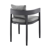 Menorca - Outdoor Patio Dining Chairs In Aluminum With Gray Cushions - (Set Of 2)