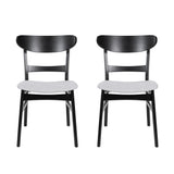 Dining Chairs With Upholstered Seat (Set of 2) - Black / Light Beige