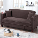Modern Convertible Sofa With Hidden Storage USB Port, Cup Holder