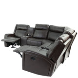 Manual Motion Recliner Sectional Sofa With Console And Cup Holders - Brown