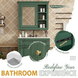 Bathroom Vanity With Top Sink, 2 Doors And 3 Drawers, Freestanding Set With Mirror Cabinet