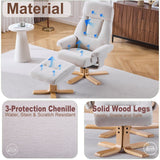 Upholstered Heated Massage 360° Swivel Accent Chair With Ottoman