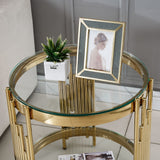 Round Double Tier Table With Flute Shaped Tube Legs