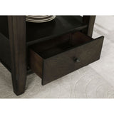 Fulton - Round Dining Table With Drawer - Dark Brown