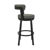 Bryant - 30" Bar Height Swivel Bar Stool - Black Finish And Gray Faux Leather