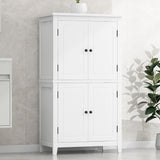 Elegant Bathroom Floor Storage Cabinet With 4 Doors, Adjustable Shelves