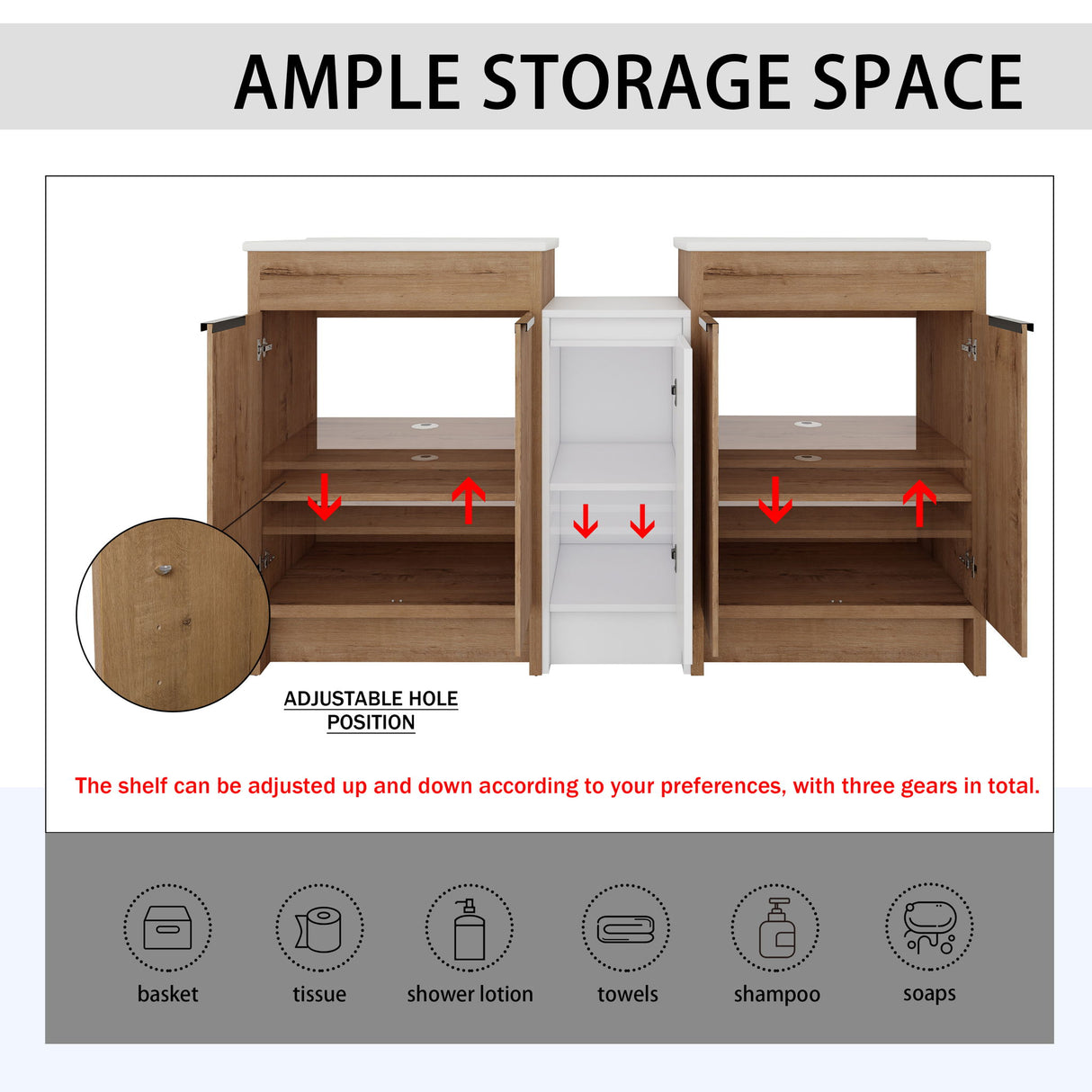 Freestanding Bathroom Vanity & Sink, Storage Cabinets, Soft Closing Doors