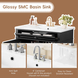 Bathroom Vanity With Sink, Rectangular Storage Cabinet & 2 Drawers And Tip Out Drawer