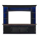 Extra Long TV Stand With 7 Color LED Lights, Adjustable Shelves & Storage Cabinets
