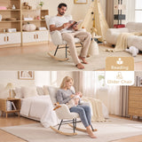 Teddy Fabric Rocking Gilder Nursery Chair For Living Room Indoor - Ivory