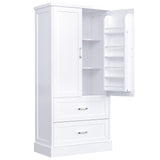 Tall Bathroom Storage Cabinet With 2 Doors And Drawers, Adjustable Shelf