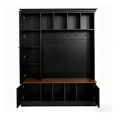 Hall Tree With Shoe Storage Bench, Entryway Coat Rack With 5 Hooks
