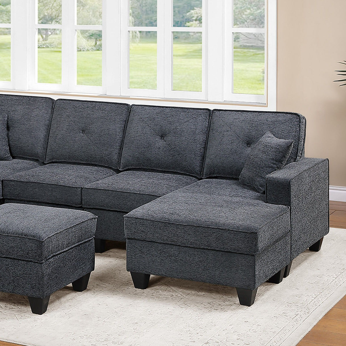 5 Piece Sectional Set With USB Port And Ottoman
