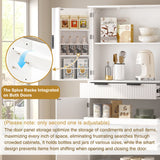 Fluted Kitchen Pantry Cabinet With 3 Keyboard Drawers & 6 Adjustable Door Shelves