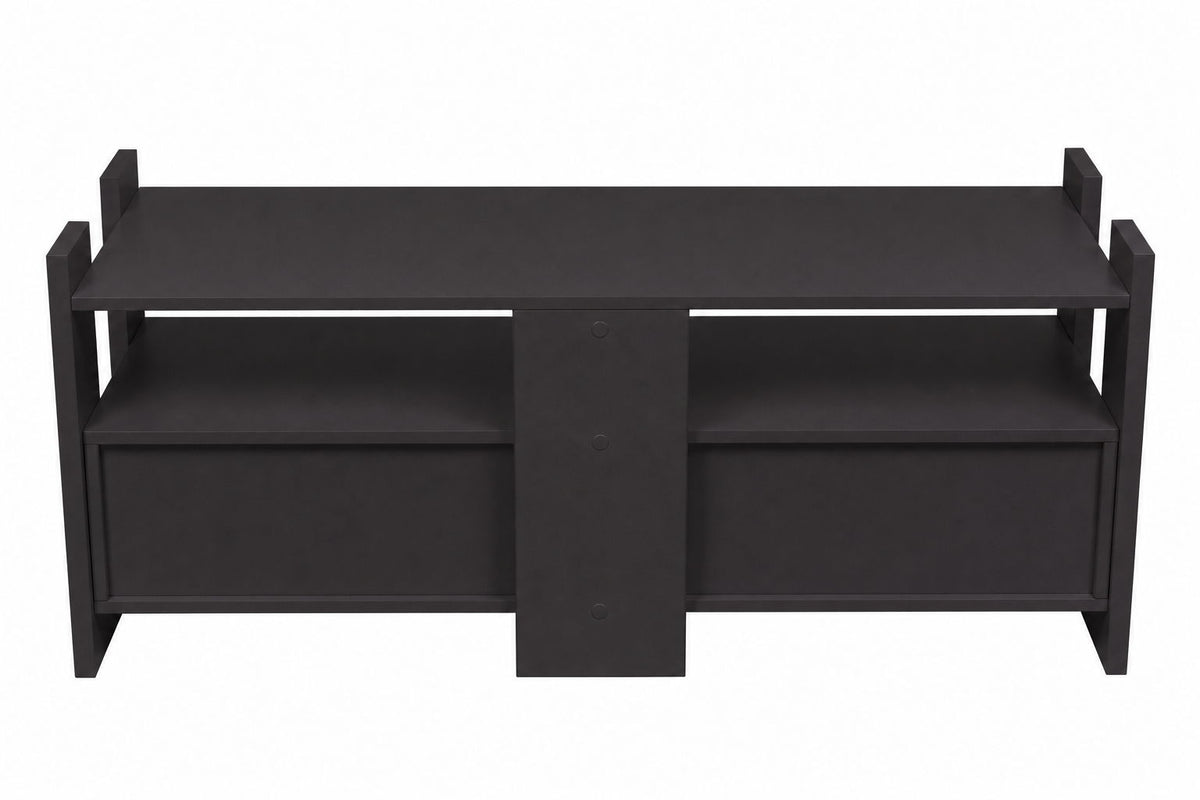 TV Stand For TVs Up To 55" With Open Shelves And 2 Drawers - Carbon Gray