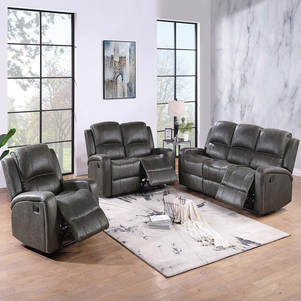 Manual Reclining Loveseat With Horizontal And Vertical Tufting