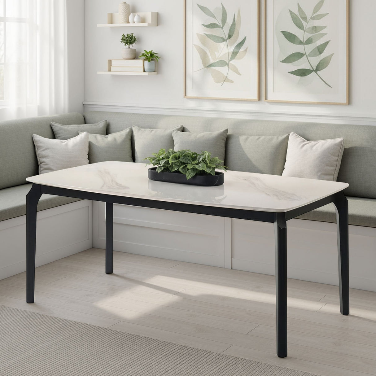 Kimber - Marble Top Dining Table - Black / White
