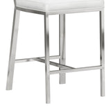 Celina - Counter Height Open Back Metal Barstool With Faux Leather Seat - White