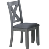7 Piece Dining Room Furniture, Table And 6 Chairs Set - Gray