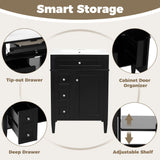 Bathroom Vanity With Top Sink, Storage Cabinet With 2 Drawers And Tip-Out Drawer