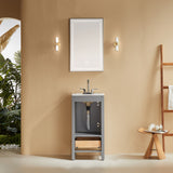 Fully Assembled 18'' Freestanding Single Bathroom Vanity With Ceramic Top - Gray