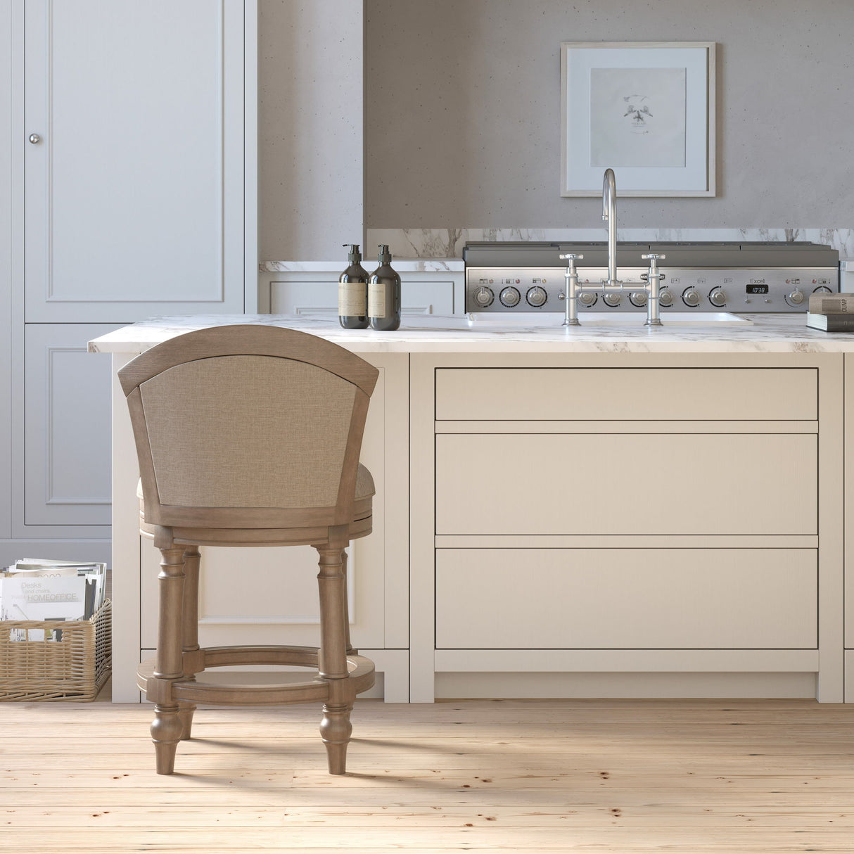 Barrel Back Stool With Swivel