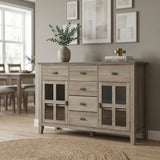 Sideboard Buffet Dining Room Cabinet Solid Wood Storage 54x36in