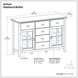Sideboard Buffet Dining Room Cabinet Solid Wood Storage 54x36in
