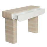 Entryway Table With 2 Hidden Handle Drawers For Entrance - Beige / Yellow