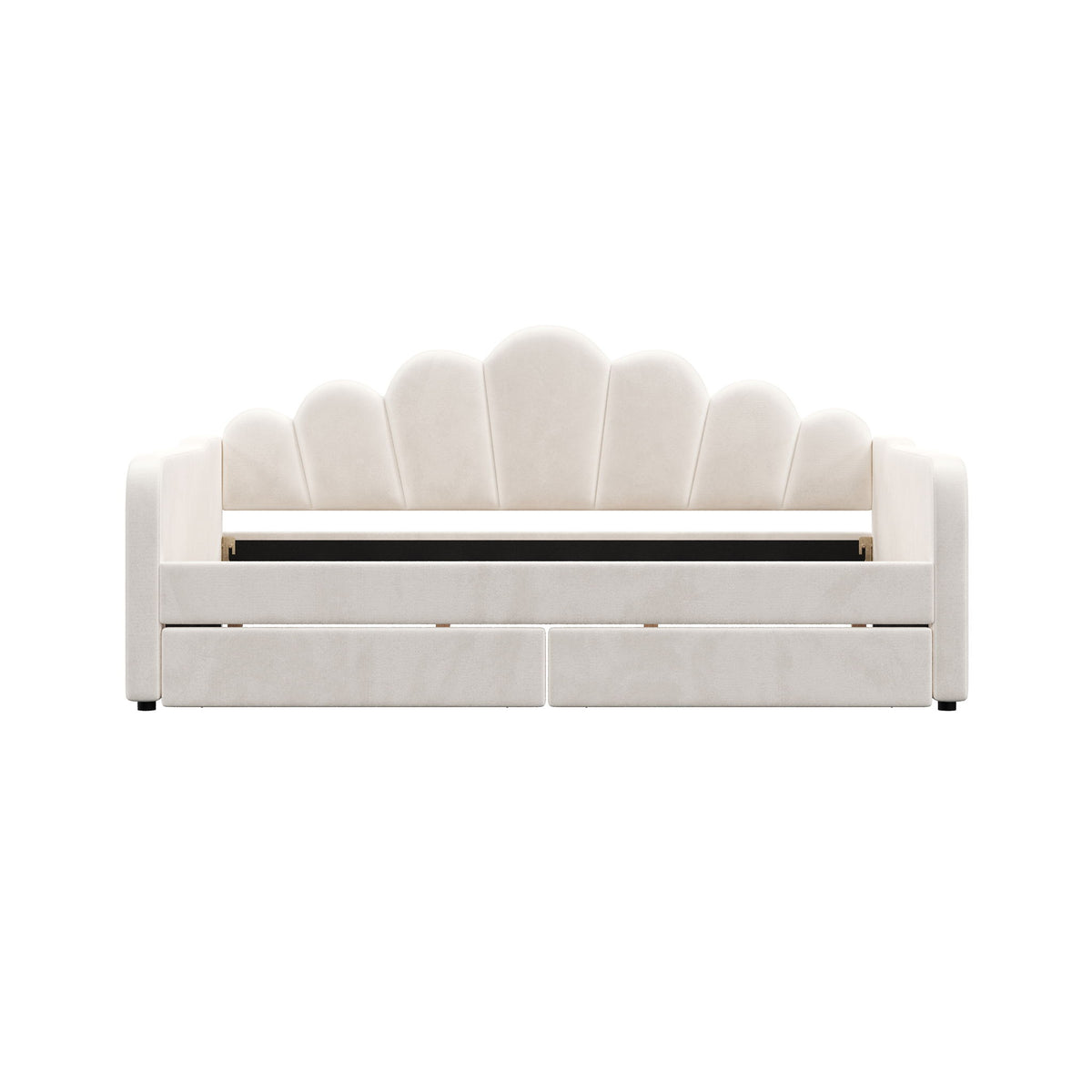 Shell Shaped Upholstered Daybed Frame With Slats
