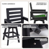 Outdoor Swivel Bar Chair, Ladderback With Wide & Thickened Frame