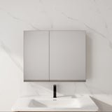 33.56" Wall Mounted Bathroom Cabinet With Adjustable Shelves - Imitative Oak