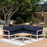 Linon Svana 4-Piece Navy/White Wash Fabric/Wood Outdoor Conversation Set