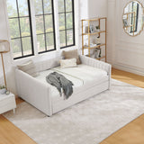 Upholstered Daybed With Trundle With Vertical Stripes