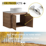 Wall Mounted Bathroom Vanity With Art Sink, 2 Storage Shelves, Soft Close Door