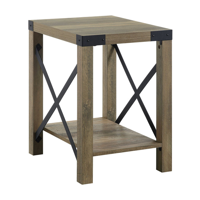 Abiram - Rustic End Table - Oak - End Tables - Alpine Outlets
