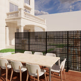 Outdoor And Indoor Divider With Freestanding Decorative Privacy Screen - Black