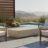 Pavilion - Powder Coated Metal Rectangle Outdoor Coffee Table With Sintered Stone Table Top - Natural