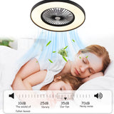 Bedroom Ceiling Fan With Remote Control, Dimmable LED Light, 8 Blades, Reversible Dc Motor - Black