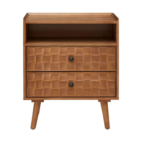 Nightstand With Charging Station, 2 Drawer Bedside Table With Shelf And USB / AC Ports